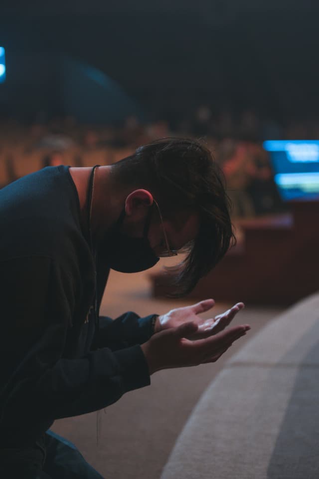 Praying in the church